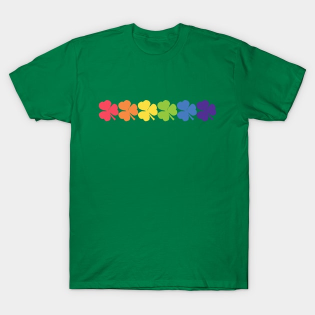 Six Rainbow Colored Shamrocks for St Patricks Day T-Shirt by ellenhenryart